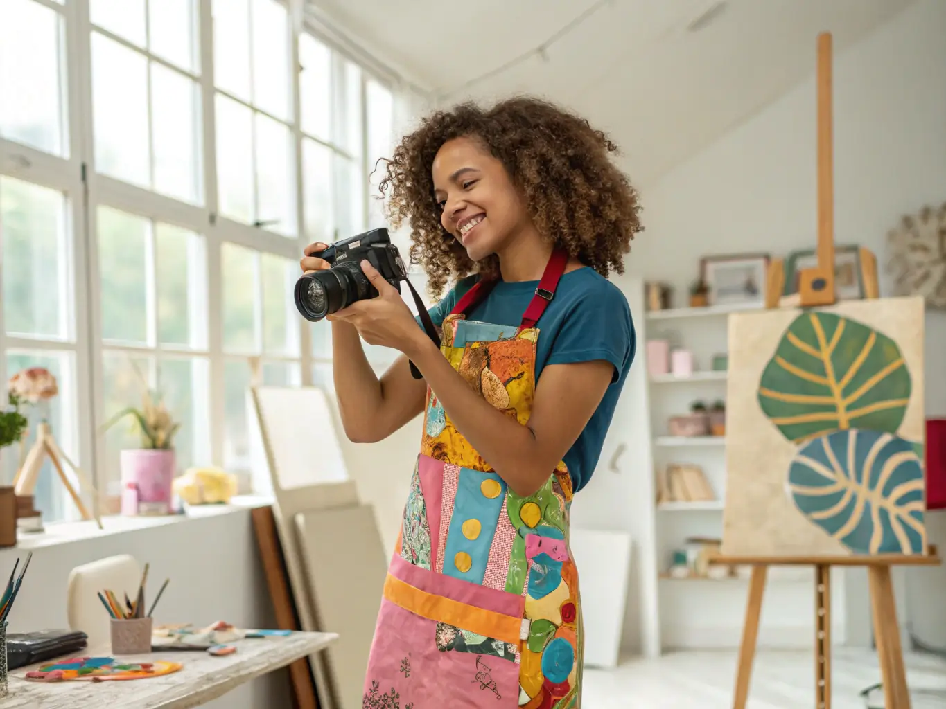 An image of a content creator filming a video and designing graphics on a computer, representing LEMCELLI LLC's content creation service.